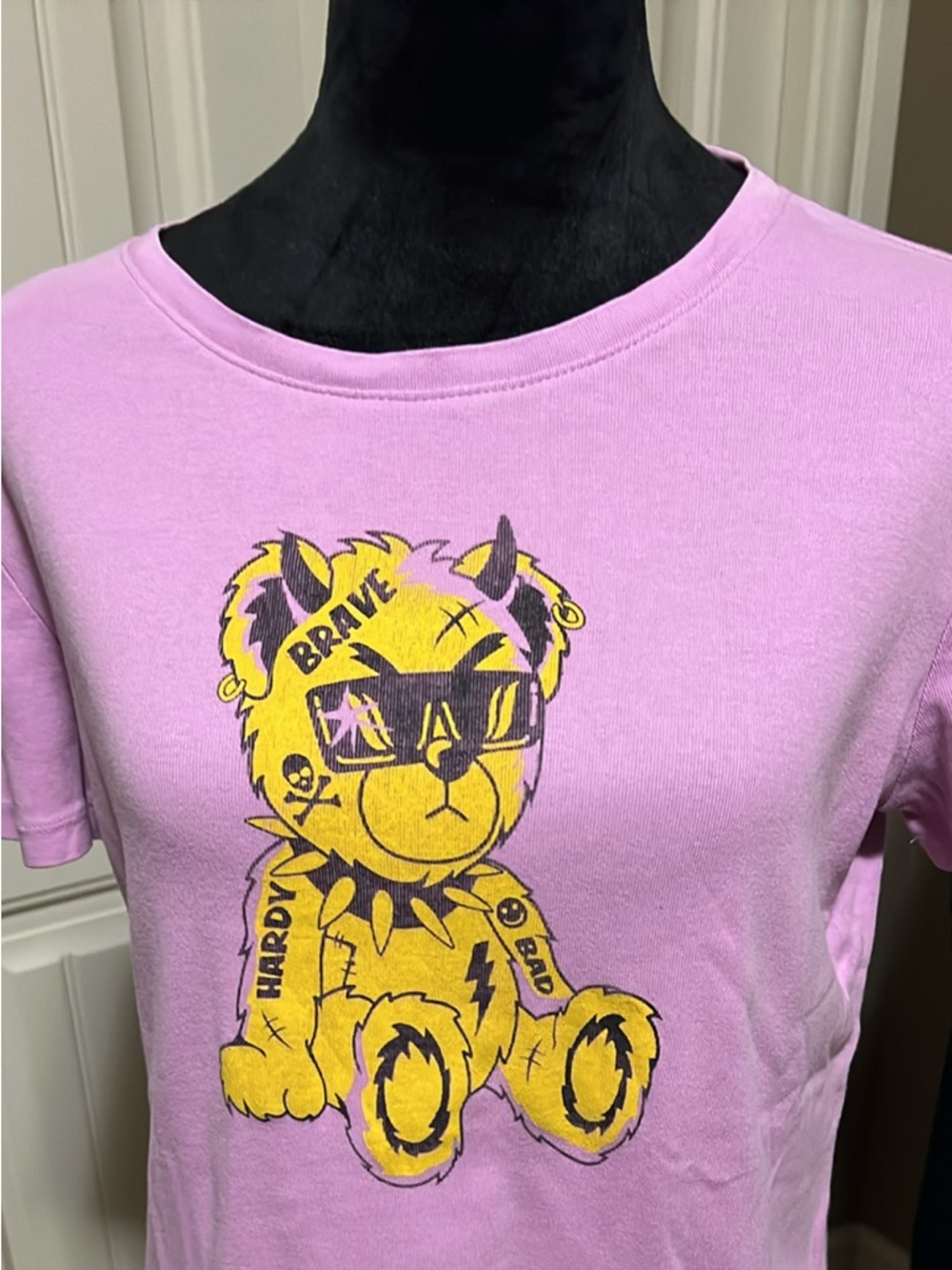 Eddie Bauer Pink Tee with Yellow Teddy Graphic